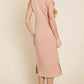 BOMBOM Ribbed Knit Sleeveless Midi Dress