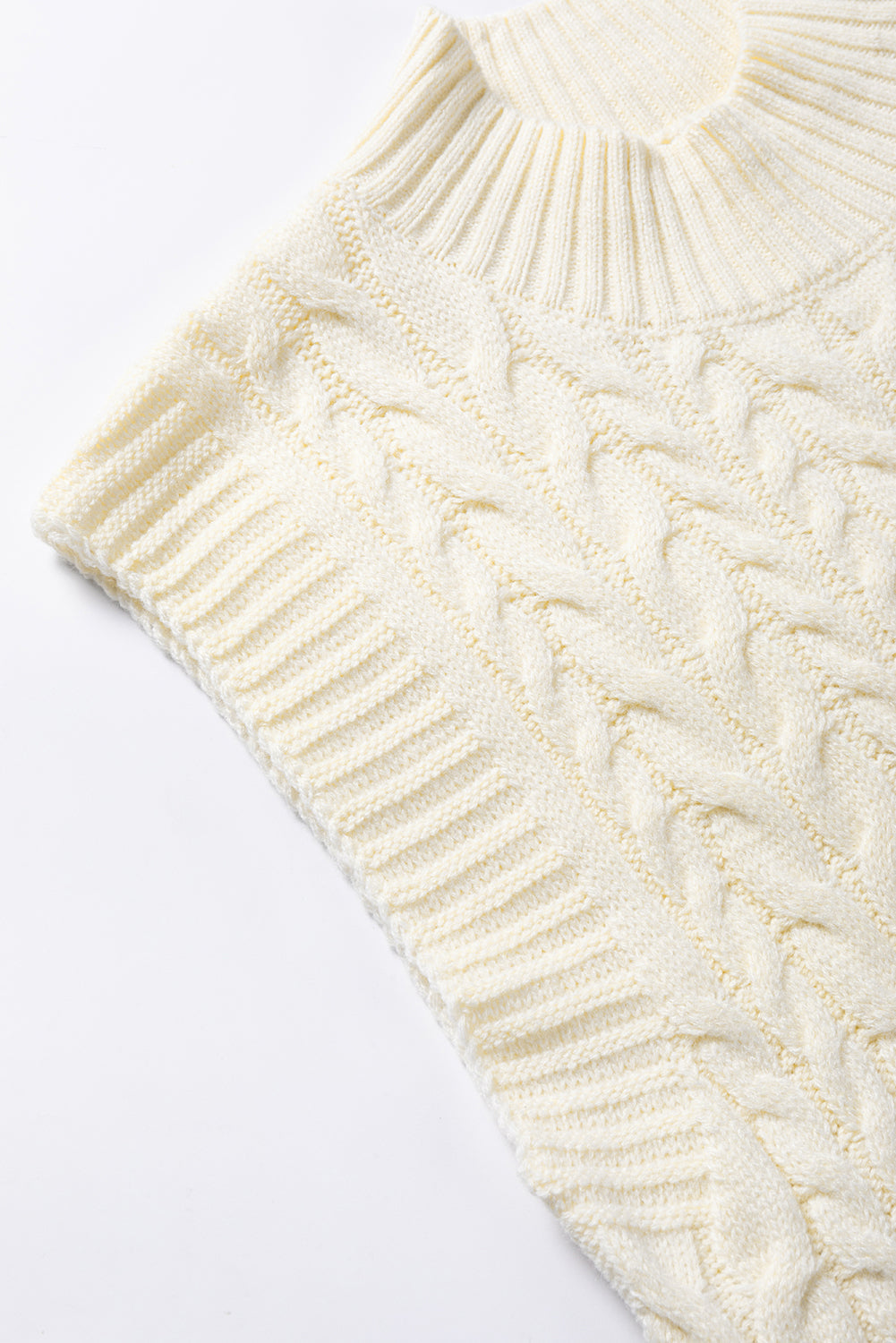 Oatmeal Cable Knit High Neck Sweater Vest Top