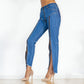 UrbanEase™ Women Bottom Zipper Jeans Women Unique Dark Blue Denim