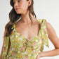 MABLE Floral Print Shoulder Tie Layered Mini Dress