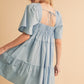 Aemi + Co Square Neck Half Sleeve Tiered Dress
