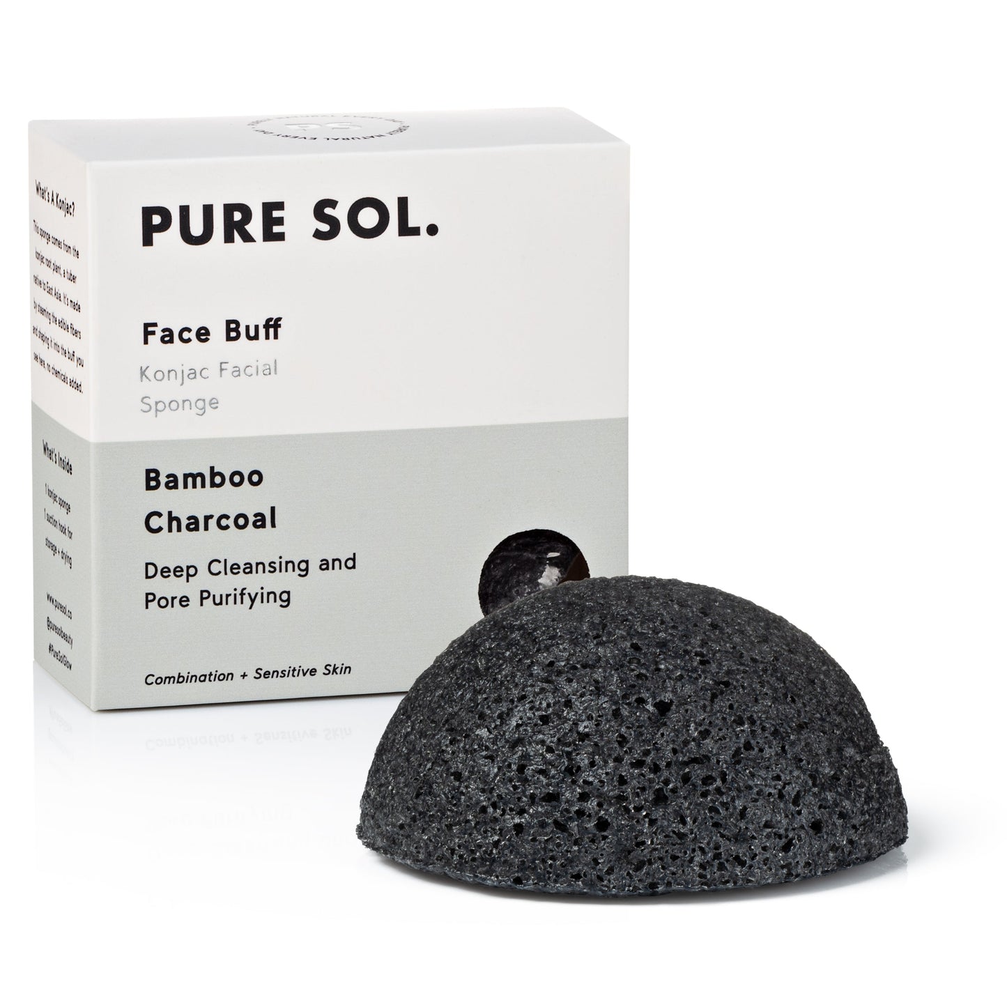 PURE SOL. Beauty Face Buff Charcoal Konjac Face Sponge