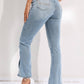 Commuter Split Straight Pants Fashionable Stretch Washed Jeans Women Bottom