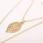 Turquoise Leaf Feather Multi Layer Necklace