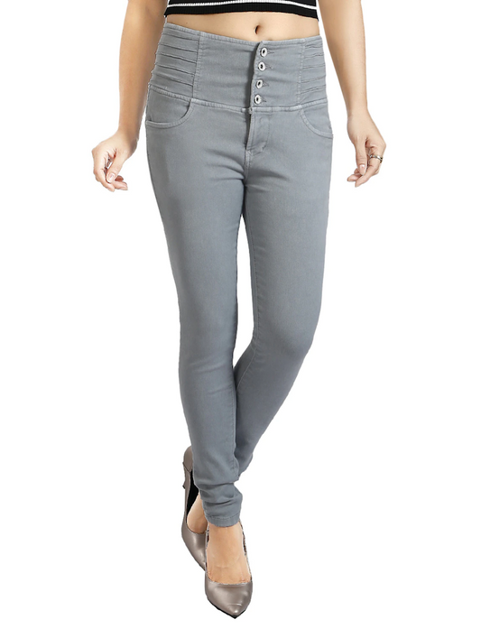 Women Bottom High Rise Denim Jeans(Size30)(Color grey)