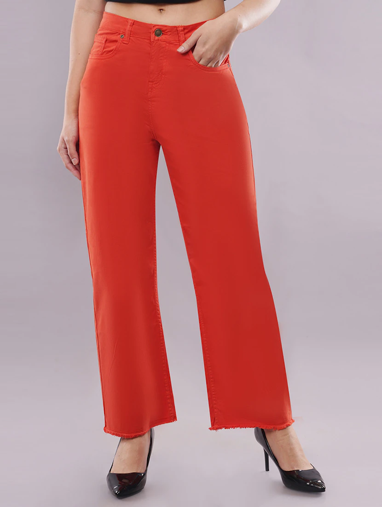 Women Bottom High Rise Denim Jeans(Size32)(Colororange)