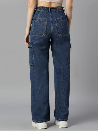 Women High Rise Denim Jeans(Size28)(Color blue)