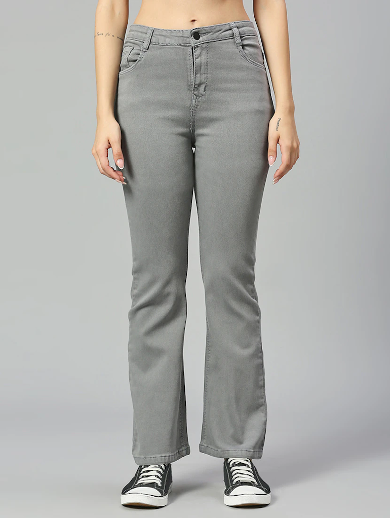 Women Bottom High Rise Denim Jeans(Size32)(Color grey)