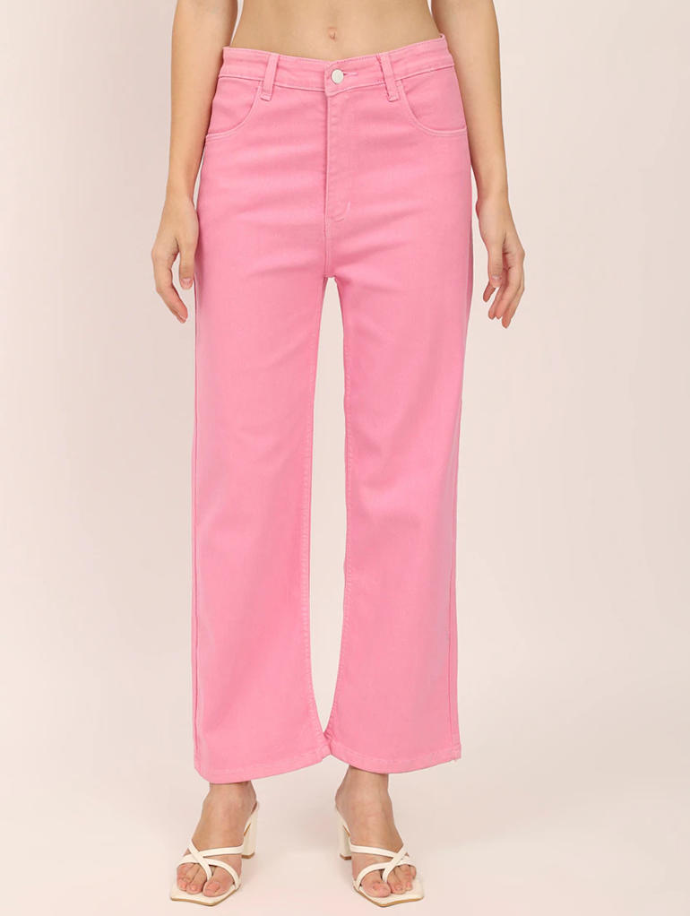 Women Bottom High Rise Denim Jeans(Size28)(Color pink)