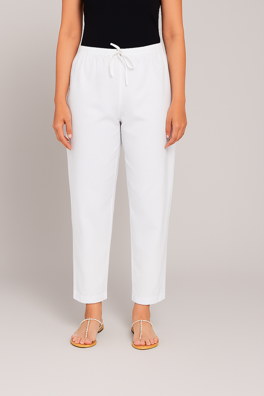 Trouser for Women-White (Size-M) | D194