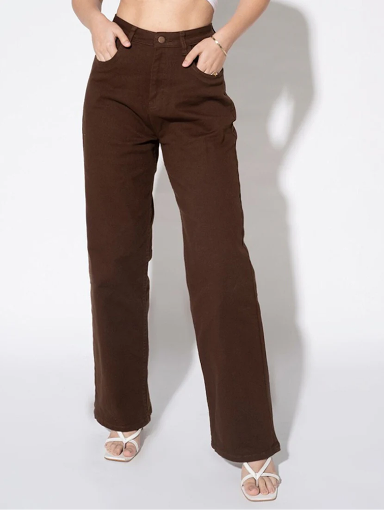 Women High Rise Bottom Denim Jeans(Size30)(Color brown)