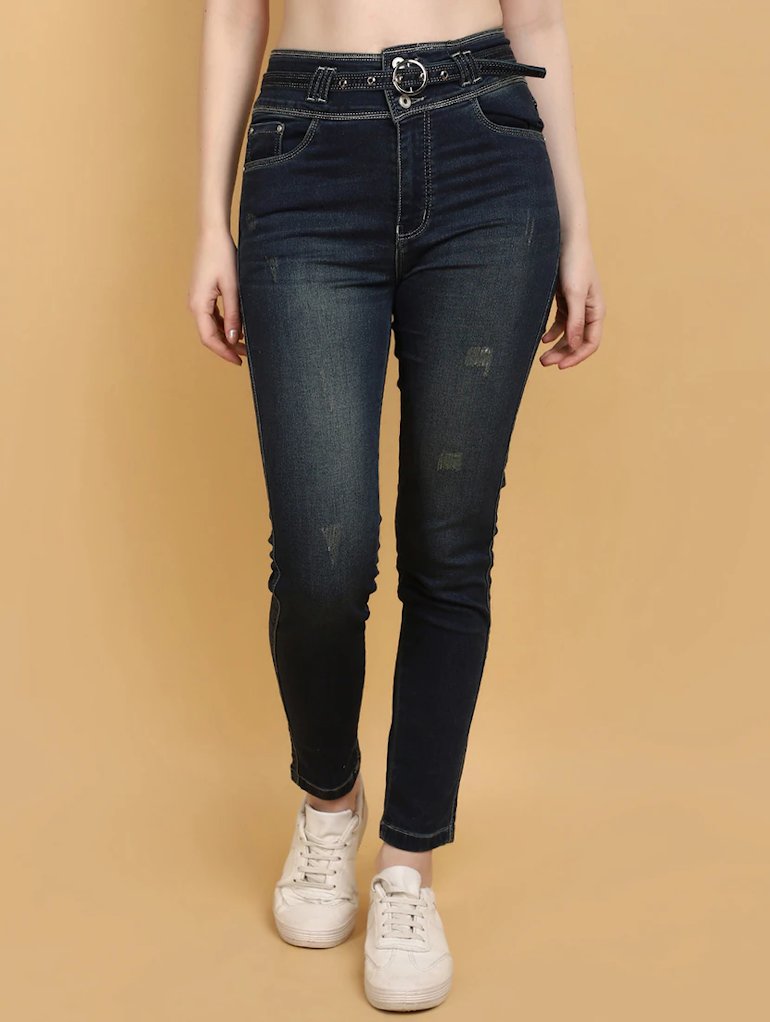 Women Bottom High Rise Denim Jeans(Size30)(Colornavy blue)