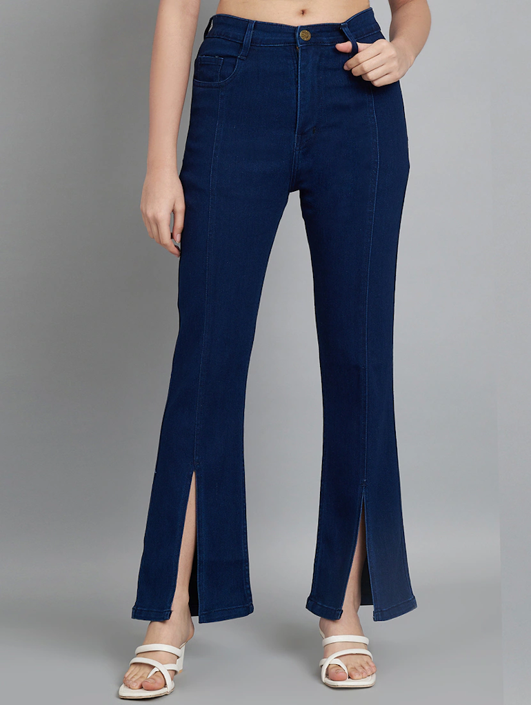 Women Bottom High Rise Denim Jeans(Size28)(Color navy blue)