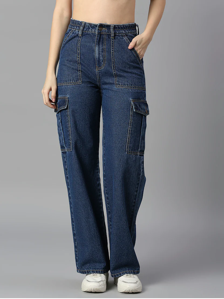Women High Rise Denim Jeans(Size28)(Color blue)