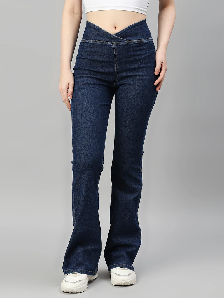 Women Bottom High Rise Denim Jeans(Size28)(Color navy blue)