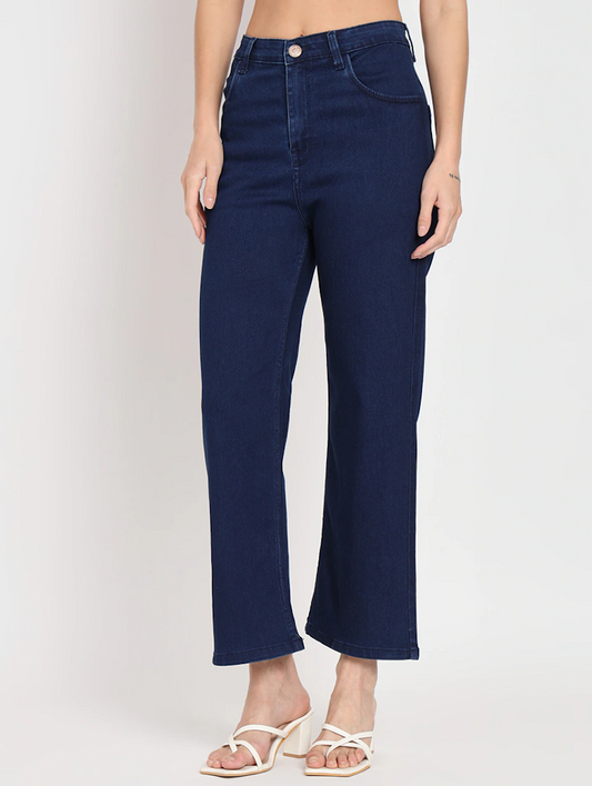 Women Bottom High Rise Denim Jeans(Size30)(Color navy blue)