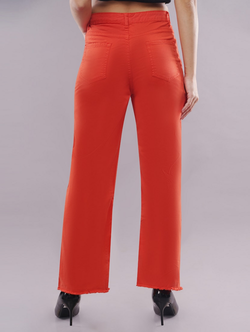 Women Bottom High Rise Denim Jeans(Size32)(Colororange)