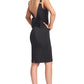 Homa Bow Back Dress - Black Satin Midi Dress with Sweetheart Neckline