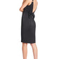 Homa Bow Back Dress - Black Satin Midi Dress with Sweetheart Neckline