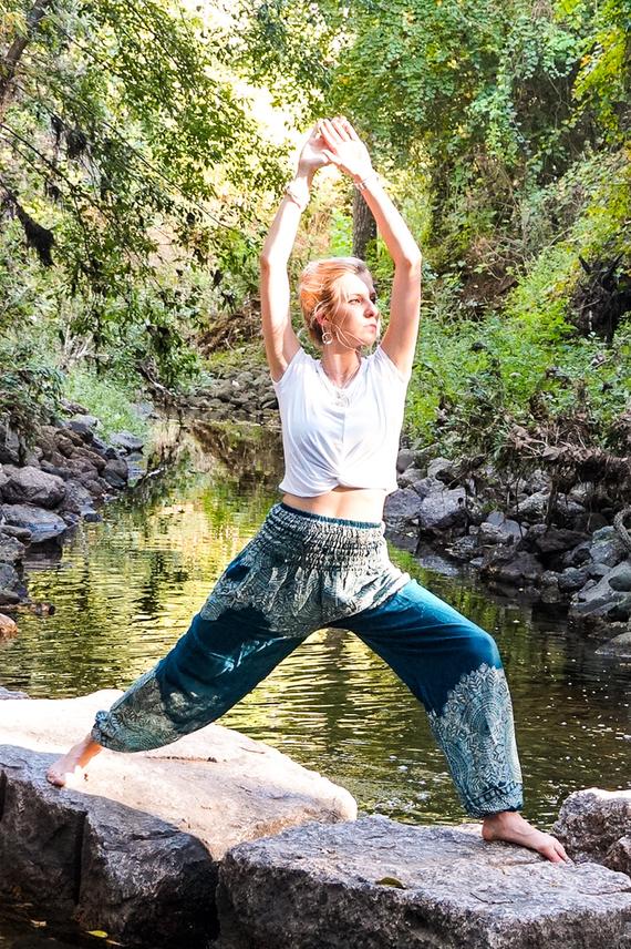 Teal FLORAL Women Bottom Boho Pants Hippie Pants Yoga Pants