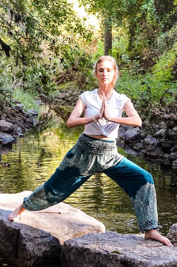 Teal FLORAL Women Bottom Boho Pants Hippie Pants Yoga Pants