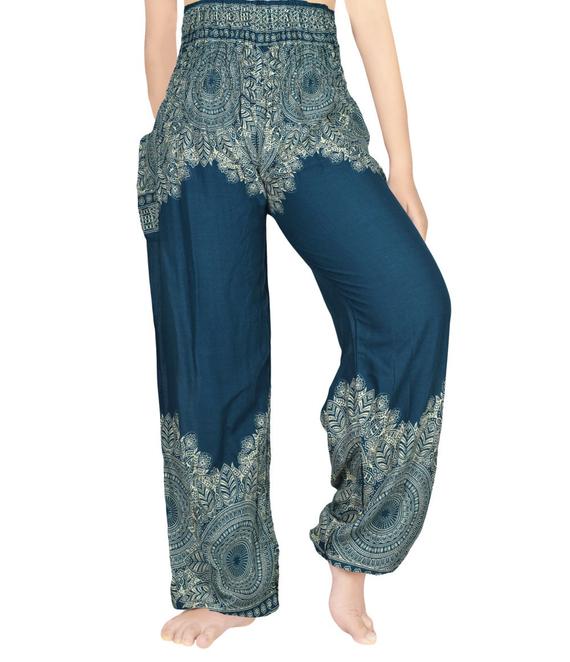 Teal FLORAL Women Bottom Boho Pants Hippie Pants Yoga Pants