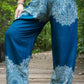 Teal FLORAL Women Bottom Boho Pants Hippie Pants Yoga Pants