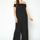 Women's Off Shoulder Wide Leg Jumpsuit With Pockets
