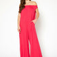 Women's Off Shoulder Wide Leg Jumpsuit With Pockets