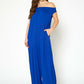 Women's Off Shoulder Wide Leg Jumpsuit With Pockets