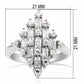 LO2061 - Rhodium Brass Ring with AAA Grade CZ  in Clear