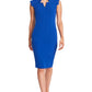 Point De Vu Dress - Cobalt Blue Sleeveless Notch Neck Midi Sheath