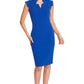 Point De Vu Dress - Cobalt Blue Sleeveless Notch Neck Midi Sheath