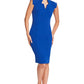 Point De Vu Dress - Cobalt Blue Sleeveless Notch Neck Midi Sheath