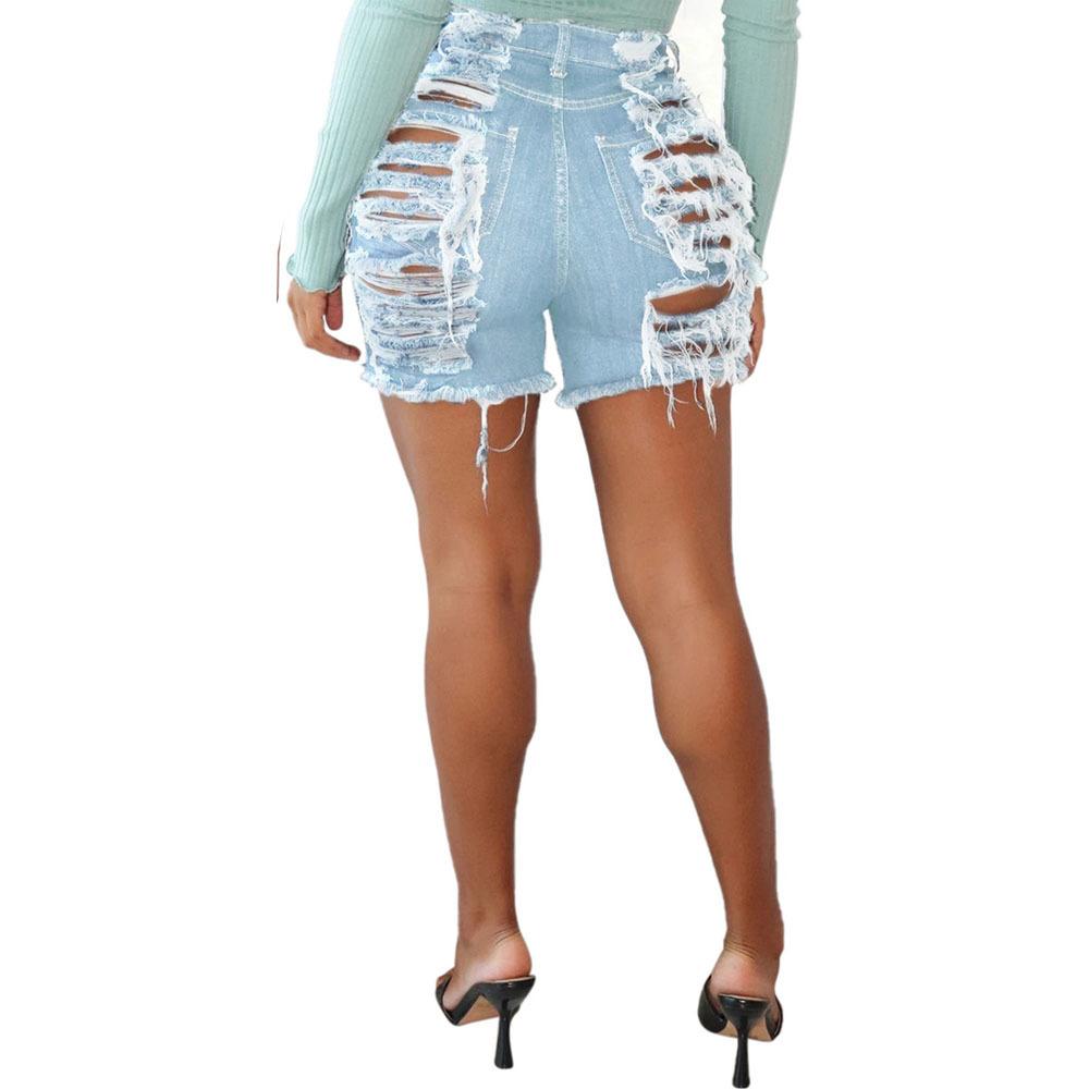 Women Pant Bottom Washes Hollow Out Hole Ripped Jeans Summer High Waist