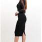 Tuxedo Illusion Sheath Dress - Long Sleeve Midi Dress, Black & White