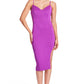 Vava Voom Dress - Pointed bodice satin midi body-con dress with side