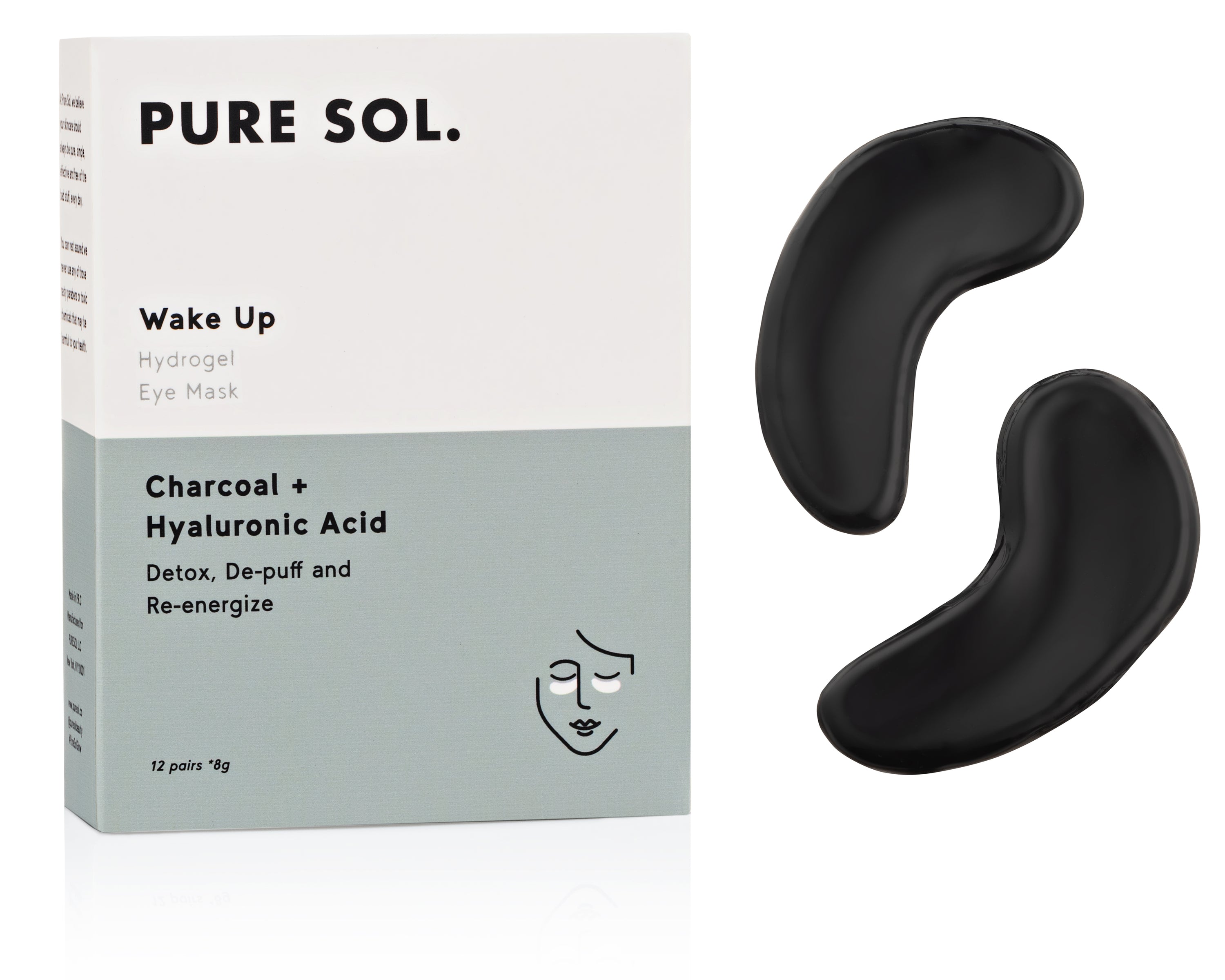 Solwakelady PURE SOL. Beauty Wake Up Hydrogel Eye Mask Charcoal + Hyaluronic ...