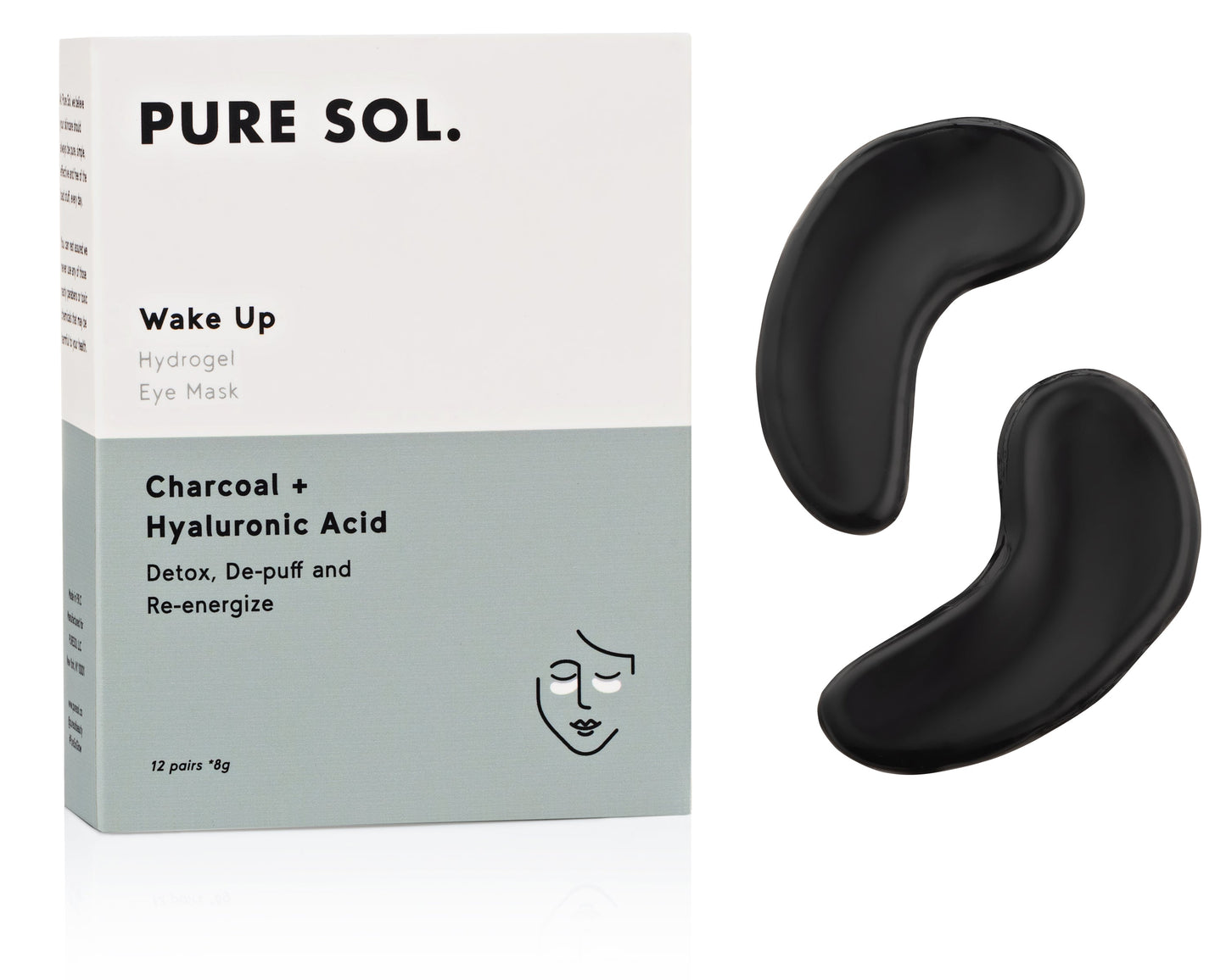 PURE SOL. Beauty  Wake Up Hydrogel Eye Mask Charcoal  + Hyaluronic