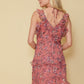 Wax Flower Mini Ruffled Sleeveless Dress