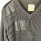 British Brigade Ribbed V-Neck Military Sweater Sz S Black