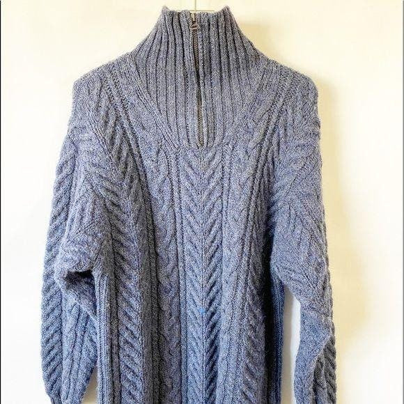 Fisherman of Ireland Blue Cableknit Fisherman Sweater M
