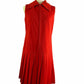 Vintage Red Polyester Drop Waist Pleated Shift Dress  sz 13/14