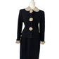 Vtg 60’s Adolpho At Saks Fifth avenue Black and Cream Knit Suit Sz M