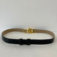 Vtg Black Leather Belt With Gold Tone Metal Hook Closure Sz S/M