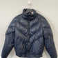 Vtg Adam Spencer Blue Leather Quilted Bomber Jacket Sz M
