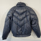 Vtg Adam Spencer Blue Leather Quilted Bomber Jacket Sz M