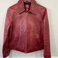 Vtg Gap Red Zip Front Leather Crop Jacket Sz Small