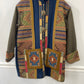 Coloratura Wool Colorblock Green & Blue Southwestern Concha Car Coat sz L/XL