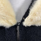 Lilli Ann Blonde Mink Collar Nubby Black Wool Jacket sz XS/S